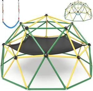 Climbing Dome with Hammock and Swing, 10FT Backyard Jungle Gym | 10FT dome with hammock and swing creates climbing, lounging, and swinging zones for 5-6 kids in larger yards. Climbing Dome with Hammock and Swing, 10FT Backyard Jungle Gym | 10FT dome with hammock and swing creates climbing, lounging, and swinging zones for 5-6 kids in larger yards.