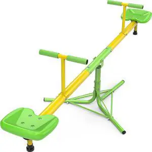 Teeter Totter for Kids, 360° Spinning Seesaw, 100 lb Seat | Triangular chassis, foam handles, 75" x 30" footprint, weather-resistant finish, and 320 lb total capacity for active kids. Teeter Totter for Kids, 360° Spinning Seesaw, 100 lb Seat | Triangular chassis, foam handles, 75" x 30" footprint, weather-resistant finish, and 320 lb total capacity for active kids.