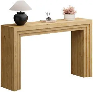 Console Table for Entryway, 43 Inch Step Design Sofa Table | 11.8"D step console supports up to 110 lb, with anti-tip kit and labeled parts for about 40-minute assembly. Console Table for Entryway, 43 Inch Step Design Sofa Table | 11.8"D step console supports up to 110 lb, with anti-tip kit and labeled parts for about 40-minute assembly.