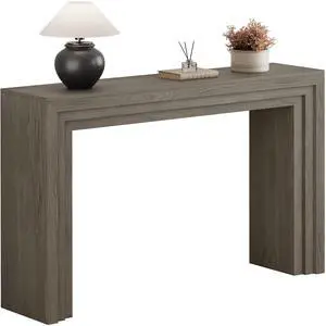 Console Table for Entryway, 43 Inch Step Design Sofa Table | 11.8"D step console supports up to 110 lb, with anti-tip kit and labeled parts for about 40-minute assembly. Console Table for Entryway, 43 Inch Step Design Sofa Table | 11.8"D step console supports up to 110 lb, with anti-tip kit and labeled parts for about 40-minute assembly.