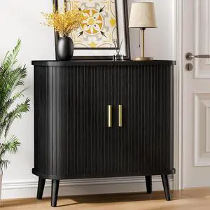 Black Buffet Cabinet, Sideboard Buffet Storage Cabinet with Sliding Doors, Modern Bar Cabinet for Kitchen & Dining Room Black Buffet Cabinet, Sideboard Buffet Storage Cabinet with Sliding Doors, Modern Bar Cabinet for Kitchen & Dining Room