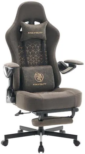 Ergonomic Gaming Chair for Adults with Mechanical Arm Armrests, Big and Tall High Back Computer Desk Chair with Footrest & Lumbar Support, Comfortable PC Gamer Chair(Grey Leather) Ergonomic Gaming Chair for Adults with Mechanical Arm Armrests, Big and Tall High Back Computer Desk Chair with Footrest & Lumbar Support, Comfortable PC Gamer Chair(Grey Leather)