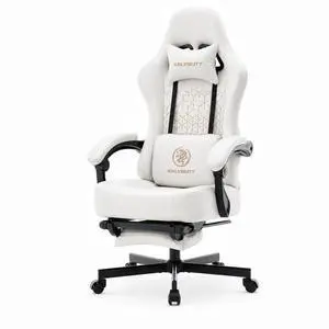 Office Desk Computer Gaming Chair for Adults, Ergonomic High Back Gamer Chair with Massage and Pocket Spring Cushion, Swivel Comfy Video Game Chairs with Footrest and Lumbar Supporrt (Pro White) Office Desk Computer Gaming Chair for Adults, Ergonomic High Back Gamer Chair with Massage and Pocket Spring Cushion, Swivel Comfy Video Game Chairs with Footrest and Lumbar Supporrt (Pro White)