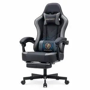 Office Desk Computer Gaming Chair for Adults, Ergonomic High Back Gamer Chair with Massage and Pocket Spring Cushion, Swivel Comfy Video Game Chairs with Footrest and Lumbar Support (Black Grey) Office Desk Computer Gaming Chair for Adults, Ergonomic High Back Gamer Chair with Massage and Pocket Spring Cushion, Swivel Comfy Video Game Chairs with Footrest and Lumbar Support (Black Grey)