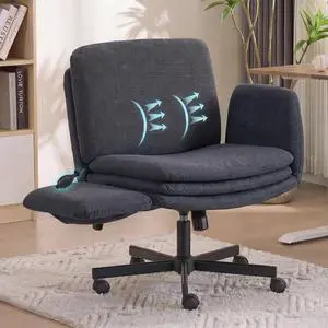 Criss Cross Chair with 5-Gear Adjustable Armrests & Wheels, Ergonomic Airbag Back Support Swivel Desk Chair for Home Office, Vanity, Bedroom and Living Room,Dark Grey Criss Cross Chair with 5-Gear Adjustable Armrests & Wheels, Ergonomic Airbag Back Support Swivel Desk Chair for Home Office, Vanity, Bedroom and Living Room,Dark Grey