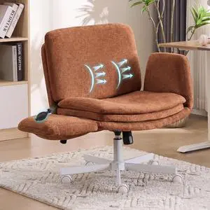 Criss Cross Chair with 5-Gear Adjustable Armrests & Wheels, Ergonomic Airbag Back Support Swivel Desk Chair for Home Office, Vanity, Bedroom and Living Room,Orange Criss Cross Chair with 5-Gear Adjustable Armrests & Wheels, Ergonomic Airbag Back Support Swivel Desk Chair for Home Office, Vanity, Bedroom and Living Room,Orange