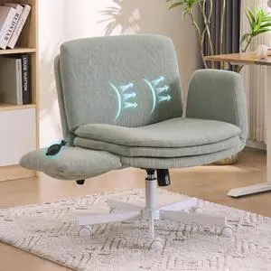 Criss Cross Chair with 5-Gear Adjustable Armrests & Wheels, Ergonomic Airbag Back Support Swivel Desk Chair for Home Office, Vanity, Bedroom and Living Room,Green Criss Cross Chair with 5-Gear Adjustable Armrests & Wheels, Ergonomic Airbag Back Support Swivel Desk Chair for Home Office, Vanity, Bedroom and Living Room,Green