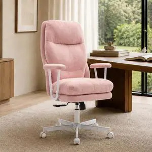 Ergonomic Office Chair, High Back Fabric Executive Chair with Thick Cushion, 90°-120° Rocking Desk Chair, 400 lbs Swivel Rolling Computer Chair with Padded Armrests, Pink Ergonomic Office Chair, High Back Fabric Executive Chair with Thick Cushion, 90°-120° Rocking Desk Chair, 400 lbs Swivel Rolling Computer Chair with Padded Armrests, Pink