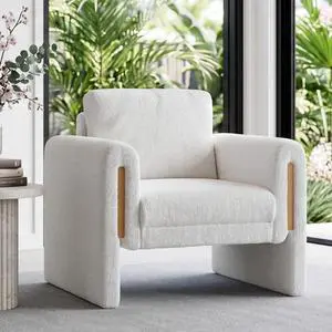 35" Wide Accent Chair, Modern Boucle Armchair with Extra Thick Cushion, Oversized Upholstered Single Sofa Reading Chair for Living Room, Bedroom, Office, Small Spaces (Cream White) 35" Wide Accent Chair, Modern Boucle Armchair with Extra Thick Cushion, Oversized Upholstered Single Sofa Reading Chair for Living Room, Bedroom, Office, Small Spaces (Cream White)