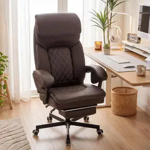 Big and Tall Ergonomic Office Chair, PU Leather High Back Chair with Footrest, Reclining Lumbar Support Desk Chair Big and Tall Ergonomic Office Chair, PU Leather High Back Chair with Footrest, Reclining Lumbar Support Desk Chair