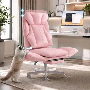 Criss Cross Office Chair with Footrest, 90°-150° Reclining Desk Chair, Cat Paw Leather Computer Chair with Adjustable Headrest, 10°-35° Lumbar Support, 5-Position Armrests Criss Cross Office Chair with Footrest, 90°-150° Reclining Desk Chair, Cat Paw Leather Computer Chair with Adjustable Headrest, 10°-35° Lumbar Support, 5-Position Armrests