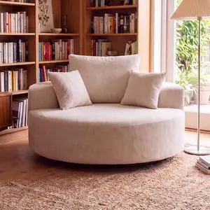 55" Oversized Round Swivel Chair, 360° Rotating Chenille Cotton Blend Chair, High-Density Foam Cushion, Comfy Modern Accent Chair for Living Room, Bedroom, Reading Nook, Apartment & Office 55" Oversized Round Swivel Chair, 360° Rotating Chenille Cotton Blend Chair, High-Density Foam Cushion, Comfy Modern Accent Chair for Living Room, Bedroom, Reading Nook, Apartment & Office