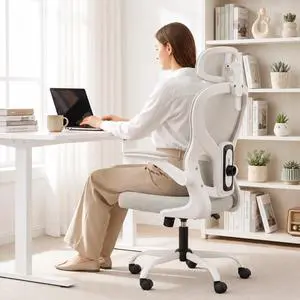 Ergonomic Office Chair with Adjustable Headrest & Lumbar Support, High Back Mesh Desk Chair, 330 LBS Capacity Swivel Computer Chair with Flip-Up Arms, Home Office Gaming Chair(Grey) Ergonomic Office Chair with Adjustable Headrest & Lumbar Support, High Back Mesh Desk Chair, 330 LBS Capacity Swivel Computer Chair with Flip-Up Arms, Home Office Gaming Chair(Grey)