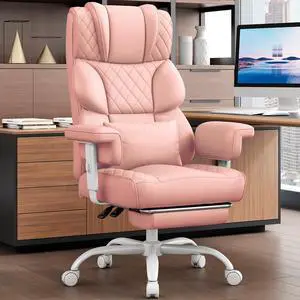 Big and Tall Office Chair, Desk Chair with Soft Adjustable Armrests, Ergonomic High Back Gaming Chair with Lumbar Support, Executive Computer Chairs with Footrest (PU Leather, Pink) Big and Tall Office Chair, Desk Chair with Soft Adjustable Armrests, Ergonomic High Back Gaming Chair with Lumbar Support, Executive Computer Chairs with Footrest (PU Leather, Pink)