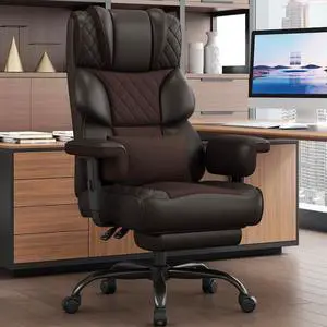 Big and Tall Office Chair, Desk Chair with Soft Adjustable Armrests, Ergonomic High Back Gaming Chair with Lumbar Support, Executive Computer Chairs with Footrest (PU Leather, Brown) Big and Tall Office Chair, Desk Chair with Soft Adjustable Armrests, Ergonomic High Back Gaming Chair with Lumbar Support, Executive Computer Chairs with Footrest (PU Leather, Brown)
