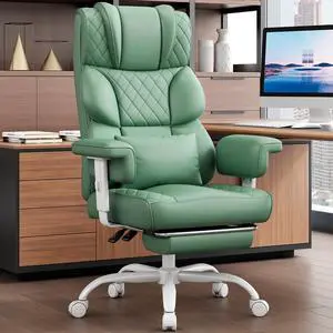 Big and Tall Office Chair, Desk Chair with Soft Adjustable Armrests, Ergonomic High Back Gaming Chair with Lumbar Support, Executive Computer Chairs with Footrest (PU Leather, Green) Big and Tall Office Chair, Desk Chair with Soft Adjustable Armrests, Ergonomic High Back Gaming Chair with Lumbar Support, Executive Computer Chairs with Footrest (PU Leather, Green)