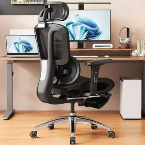 Ergonomic Office Chair with Footrest, Desk Chairs with Adjustable 3D Headrest and Armrests, Computer Gaming Chair with Dynamic Lumbar Support & Adjustable Depth Breathable Mesh Seat (Black) Ergonomic Office Chair with Footrest, Desk Chairs with Adjustable 3D Headrest and Armrests, Computer Gaming Chair with Dynamic Lumbar Support & Adjustable Depth Breathable Mesh Seat (Black)