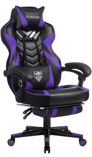 Gaming Chair, Big and Tall Gaming Chair with Footrest and Massage, Gaming Chairs for Adults with Lumbar Support, Ergonomic High Back Computer Chair with Pocket Spring Cushion (Purple/Black) Gaming Chair, Big and Tall Gaming Chair with Footrest and Massage, Gaming Chairs for Adults with Lumbar Support, Ergonomic High Back Computer Chair with Pocket Spring Cushion (Purple/Black)