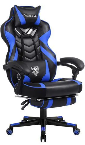 Gaming Chair, Big and Tall Gaming Chair with Footrest and Massage, Gaming Chairs for Adults with Lumbar Support, Ergonomic High Back Computer Chair with Pocket Spring Cushion (Black/Blue) Gaming Chair, Big and Tall Gaming Chair with Footrest and Massage, Gaming Chairs for Adults with Lumbar Support, Ergonomic High Back Computer Chair with Pocket Spring Cushion (Black/Blue)