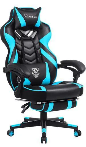 Gaming Chair, Big and Tall Gaming Chair with Footrest and Massage, Gaming Chairs for Adults with Lumbar Support, Ergonomic High Back Computer Chair with Pocket Spring Cushion (Cyan/Black) Gaming Chair, Big and Tall Gaming Chair with Footrest and Massage, Gaming Chairs for Adults with Lumbar Support, Ergonomic High Back Computer Chair with Pocket Spring Cushion (Cyan/Black)