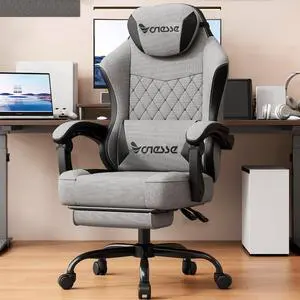 Gaming Chair, Office Chair with Linen Breathable Mesh Fabric, Desk Chair with Adjustable Lumbar Support, Executive Computer Chairs with Footrest and Headrest (Gray) Gaming Chair, Office Chair with Linen Breathable Mesh Fabric, Desk Chair with Adjustable Lumbar Support, Executive Computer Chairs with Footrest and Headrest (Gray)