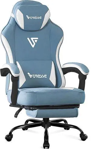 Gaming Chair, Computer Chair Fabric with Pocket Spring Cushion, Office Chair with Footrest and Massage Lumbar Support, Reclining Gaming Chairs for Adults 250LBS (Blue) Gaming Chair, Computer Chair Fabric with Pocket Spring Cushion, Office Chair with Footrest and Massage Lumbar Support, Reclining Gaming Chairs for Adults 250LBS (Blue)