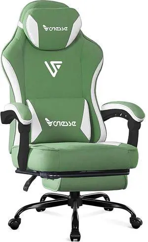 Gaming Chair, Computer Chair Fabric with Pocket Spring Cushion, Office Chair with Footrest and Massage Lumbar Support, Reclining Gaming Chairs for Adults 250LBS (Green) Gaming Chair, Computer Chair Fabric with Pocket Spring Cushion, Office Chair with Footrest and Massage Lumbar Support, Reclining Gaming Chairs for Adults 250LBS (Green)