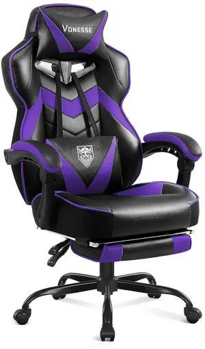 Gaming Chair, High Back Gaming Chair with Footrest and Massage, Gaming Chairs for Adults with Pocket Spring Cushion, Big and Tall Reclining Computer Chair with Lumbar Support (Purple/Black) Gaming Chair, High Back Gaming Chair with Footrest and Massage, Gaming Chairs for Adults with Pocket Spring Cushion, Big and Tall Reclining Computer Chair with Lumbar Support (Purple/Black)