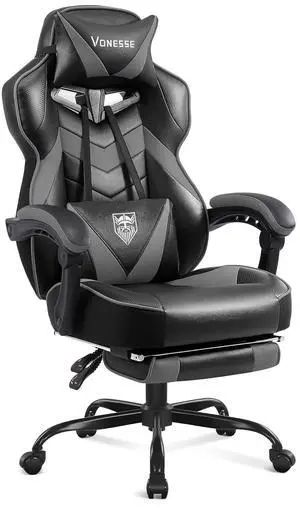 Gaming Chair, High Back Gaming Chair with Footrest and Massage, Gaming Chairs for Adults with Pocket Spring Cushion, Big and Tall Reclining Computer Chair with Lumbar Support (Grey/Black) Gaming Chair, High Back Gaming Chair with Footrest and Massage, Gaming Chairs for Adults with Pocket Spring Cushion, Big and Tall Reclining Computer Chair with Lumbar Support (Grey/Black)
