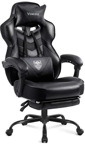 Gaming Chair, High Back Office Chair with Footrest and Massage, Gaming Chairs for Adults with Pocket Spring Cushion, Big and Tall Reclining Computer Chair with Lumbar Support (Classic Black) Gaming Chair, High Back Office Chair with Footrest and Massage, Gaming Chairs for Adults with Pocket Spring Cushion, Big and Tall Reclining Computer Chair with Lumbar Support (Classic Black)