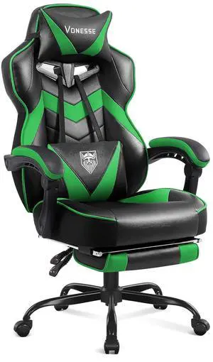 Gaming Chair, High Back Gaming Chair with Footrest and Massage, Gaming Chairs for Adults with Pocket Spring Cushion, Big and Tall Reclining Computer Chair with Lumbar Support (Green/Black) Gaming Chair, High Back Gaming Chair with Footrest and Massage, Gaming Chairs for Adults with Pocket Spring Cushion, Big and Tall Reclining Computer Chair with Lumbar Support (Green/Black)