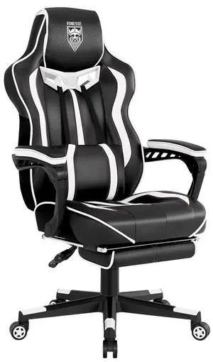 Gaming Chair with Footrest,Reclining Computer Gaming Chair for Adults,Big and Tall Gamer Chair with Massage,Ergonomic High Back (White/Black) Gaming Chair with Footrest,Reclining Computer Gaming Chair for Adults,Big and Tall Gamer Chair with Massage,Ergonomic High Back (White/Black)