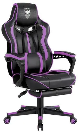 Purple Gaming Chair with Footrest, Reclining Computer Gaming Chairs for Adults, Ergonomic Gamer Chair with Massage, Big and Tall PC Game Chair(Purple/Black) Purple Gaming Chair with Footrest, Reclining Computer Gaming Chairs for Adults, Ergonomic Gamer Chair with Massage, Big and Tall PC Game Chair(Purple/Black)