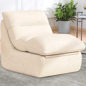 Bean Bag Chair, Double-Layered Bean Bag Chair for Adults, Comfortable Memory Foam Bean Bag Sofa, Corduroy Bean Bag Couches for Living Room Bedroom (Beige) Bean Bag Chair, Double-Layered Bean Bag Chair for Adults, Comfortable Memory Foam Bean Bag Sofa, Corduroy Bean Bag Couches for Living Room Bedroom (Beige)