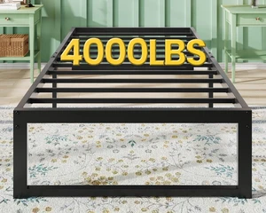 14 Inch Heavy Duty Twin Bed Frame, 4000 lbs Capacity Metal Platform Beds with Reinforced Legs,No Box Spring Required,Easy Assembly,Black 14 Inch Heavy Duty Twin Bed Frame, 4000 lbs Capacity Metal Platform Beds with Reinforced Legs,No Box Spring Required,Easy Assembly,Black