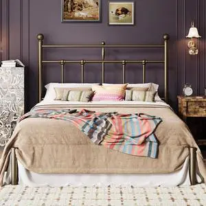 Full Size Metal Platform Bed Frame with Victorian Vintage Headboard/Under Bed Storage/No Box Spring Needed/Easy Assembly/Noise Free/Mattress Foundation/Gold Full Size Metal Platform Bed Frame with Victorian Vintage Headboard/Under Bed Storage/No Box Spring Needed/Easy Assembly/Noise Free/Mattress Foundation/Gold