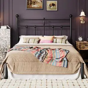Full Size Metal Platform Bed Frame with Victorian Vintage Headboard/Under Bed Storage/No Box Spring Needed/Easy Assembly/Noise Free/Mattress Foundation/Black Full Size Metal Platform Bed Frame with Victorian Vintage Headboard/Under Bed Storage/No Box Spring Needed/Easy Assembly/Noise Free/Mattress Foundation/Black