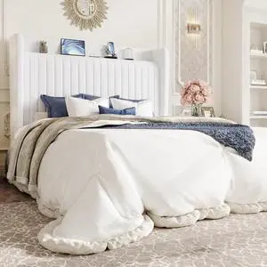 Full Size Velvet Bed Frame with USB Charging Station, Wingback Storage Headboard, Upholstered Platform Bed with Wooden Slats Support, No Box Spring Needed, Easy Assembly, White Full Size Velvet Bed Frame with USB Charging Station, Wingback Storage Headboard, Upholstered Platform Bed with Wooden Slats Support, No Box Spring Needed, Easy Assembly, White