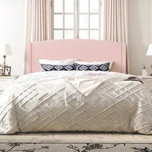 King Size Bed Frame with Soft Teddy Fabric, Boucle Upholstered Platform Bed, Curved Headboard Design, Wooden Slats Support, Noise-Free, No Box Spring Needed, Easy Assembly, Pink King Size Bed Frame with Soft Teddy Fabric, Boucle Upholstered Platform Bed, Curved Headboard Design, Wooden Slats Support, Noise-Free, No Box Spring Needed, Easy Assembly, Pink