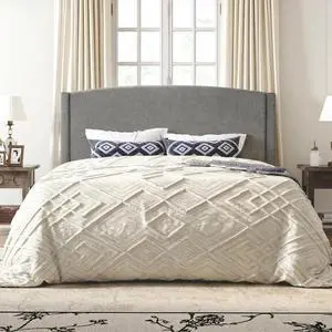 King Size Bed Frame with Soft Teddy Fabric, Boucle Upholstered Platform Bed, Curved Headboard Design, Wooden Slats Support, Noise-Free, No Box Spring Needed, Easy Assembly, Grey King Size Bed Frame with Soft Teddy Fabric, Boucle Upholstered Platform Bed, Curved Headboard Design, Wooden Slats Support, Noise-Free, No Box Spring Needed, Easy Assembly, Grey