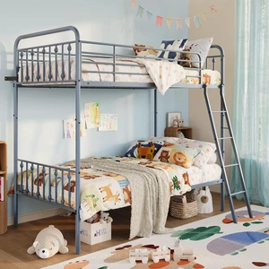 Convertible Twin Over Twin Bunk Bed, CPC Certified,Gray | Victorian Iron-Art Headboard and Footboard,Space-Saving Metal Bunk Bed with Guardrail & Ladder,No Box Spring Needed Convertible Twin Over Twin Bunk Bed, CPC Certified,Gray | Victorian Iron-Art Headboard and Footboard,Space-Saving Metal Bunk Bed with Guardrail & Ladder,No Box Spring Needed