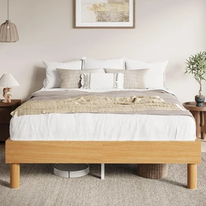 Full Size Bed Frame, Wood Platform Bed with Reinforced Metal Slats, 7.9 Inch Under-Bed Storage, No Box Spring Needed, Noise Free Design, Easy Assembly, Natural Full Size Bed Frame, Wood Platform Bed with Reinforced Metal Slats, 7.9 Inch Under-Bed Storage, No Box Spring Needed, Noise Free Design, Easy Assembly, Natural