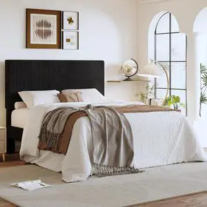 Queen Bed Frame, Velvet Platform Bed Frame with Vertical Channel Tufted Headboard, Upholstered Corduroy, Strong Wooden Slats, No Box Spring Needed, Easy Assembly, Black Queen Bed Frame, Velvet Platform Bed Frame with Vertical Channel Tufted Headboard, Upholstered Corduroy, Strong Wooden Slats, No Box Spring Needed, Easy Assembly, Black