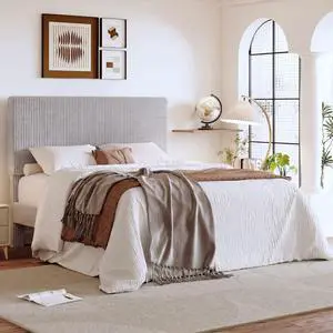Full Bed Frame, Velvet Platform Bed Frame with Vertical Channel Tufted Headboard, Upholstered Corduroy, Strong Wooden Slats, No Box Spring Needed, Easy Assembly, Light Grey Full Bed Frame, Velvet Platform Bed Frame with Vertical Channel Tufted Headboard, Upholstered Corduroy, Strong Wooden Slats, No Box Spring Needed, Easy Assembly, Light Grey