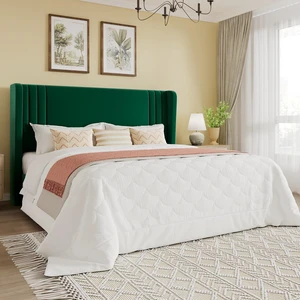 Full Size Velvet Upholstered Platform Bed Frame with Vertical Channel Tufted Wingback Headboard, Wooden Slats Support, Easy Assembly, Under Bed Storage, No Box Spring Required, Green Full Size Velvet Upholstered Platform Bed Frame with Vertical Channel Tufted Wingback Headboard, Wooden Slats Support, Easy Assembly, Under Bed Storage, No Box Spring Required, Green