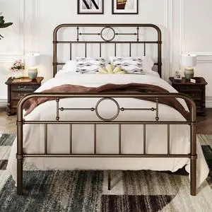 Full Size Bed Frame with Vintage Headboard, Heavy Duty Metal Platform Bed Frame, No Box Spring Needed, Noise-Free, 12.4" Under-Bed Storage, Easy Assembly, Antique Bronze Full Size Bed Frame with Vintage Headboard, Heavy Duty Metal Platform Bed Frame, No Box Spring Needed, Noise-Free, 12.4" Under-Bed Storage, Easy Assembly, Antique Bronze
