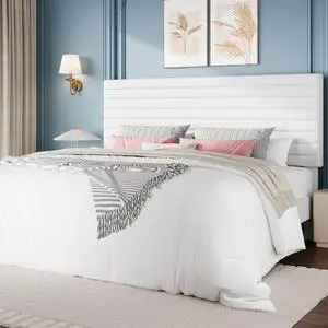 King Size Platform Bed Frame with Adjustable Headboard, Velvet Upholstered Bed with Under-Bed Storage, Modern Horizontal Channel Tufted, Wood Slats Support, No Box Spring Needed, White King Size Platform Bed Frame with Adjustable Headboard, Velvet Upholstered Bed with Under-Bed Storage, Modern Horizontal Channel Tufted, Wood Slats Support, No Box Spring Needed, White