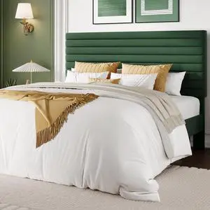 Queen Size Platform Bed Frame with Adjustable Headboard, Velvet Upholstered Bed with Under-Bed Storage, Modern Horizontal Channel Tufted, Wood Slats Support, No Box Spring Needed, Green Queen Size Platform Bed Frame with Adjustable Headboard, Velvet Upholstered Bed with Under-Bed Storage, Modern Horizontal Channel Tufted, Wood Slats Support, No Box Spring Needed, Green