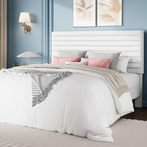 Full Size Platform Bed Frame with Adjustable Headboard, Velvet Upholstered Bed with Under-Bed Storage, Modern Horizontal Channel Tufted, Wood Slats Support, No Box Spring Needed, White Full Size Platform Bed Frame with Adjustable Headboard, Velvet Upholstered Bed with Under-Bed Storage, Modern Horizontal Channel Tufted, Wood Slats Support, No Box Spring Needed, White