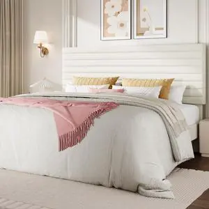King Size Platform Bed Frame with Adjustable Headboard, Velvet Upholstered Bed with Under-Bed Storage, Modern Horizontal Channel Tufted, Wood Slats Support, No Box Spring Needed, Cream King Size Platform Bed Frame with Adjustable Headboard, Velvet Upholstered Bed with Under-Bed Storage, Modern Horizontal Channel Tufted, Wood Slats Support, No Box Spring Needed, Cream